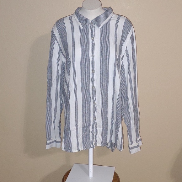 Orvis Tops - Orvis Classic Linen Blend Button Up Blouse Size XXL